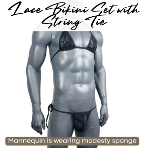 Mens Brief: Floral Lace Bikini Top and Bottom Brief Set (CMK037)