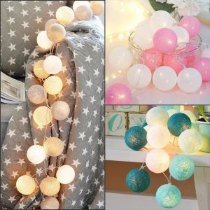 2.2M 20 LEDs Cotton Ball String Fairy Lights Bedroom Wedding Xmas Party Decor Atmosphere Bulb Strings Lamp
