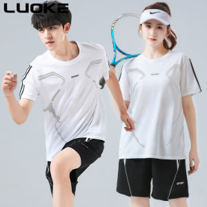 LUOKE womens sports suit Breathable quick drying sports suit 2PCS (T-shirt+Shorts) Big Size