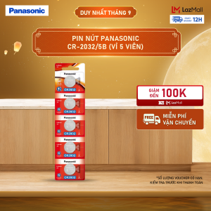 Vỉ 5 viên Pin nút Panasonic CR-2032/5B – Hàng Chính Hãng