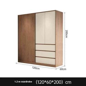 Solid Wood Home Bedroom Sliding Door Back Panel With Drawer Storage Cabinet Hot-selling Hanging Wardrobe