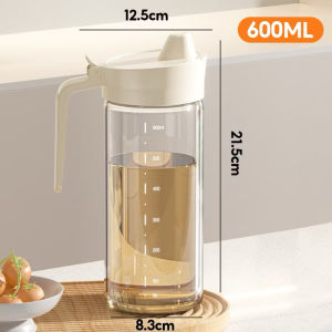 600ML Kitchen Condiments Bottle Glass Leak-Proof Seasoning Oil Bottle Soy Sauce Vinegar Dispenser
