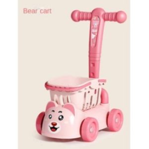 Kids Shopping Trolley Large Capacity Shopping Groceries Cart Kids Simulation Supermarket Shopping Cart Children Pretend Role Play Trolley Toy