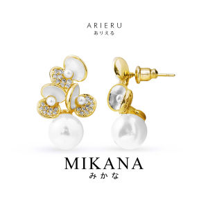Mikana Eternal Waves Arieru Gold Plated Stud Earrings for women acessories clam pearl shell earings