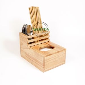 Hộp Khăn Giấy Hũ Đũa Bằng Gỗ Màu Vàng Tre Cao Cấp Đựng Đũa Muỗng Giấy Ăn - Đồ Gỗ WOODY