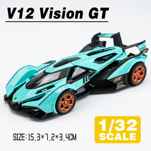 LEO 1:32 Lambo V12 Vision GT Supercar Metal Diecast Alloy Toy Car Model Trucks For Kids Toys Vehicles Hobbies Collectio