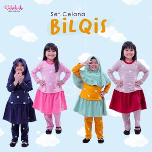 LABEBAH SETELAN BAJU MUSLIM BRANDED ANAK CEWEK SET HIJAB BAJU ANAK PREMIUM ATASAN DAN CELANA PANJANG BAHAN BABYTERRY APLIKASI REMPEL BILQIS SERIES USIA 1-9TAHUN SETELAN TUNIK BABY TERRY BAJU NGAJI MURAH KEKINIAN SET LEBARAN COUPLE COD