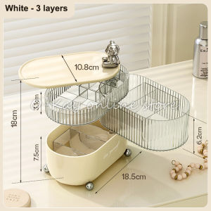 O-KAY Rotatable Jewelry Box Multi-layer Desktop Storage Box for Cosmetics Lipsticks Cables Jewelry Makeup Organizer Dustproof
