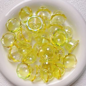 ROLL 10pcs Transparent Flower Bead Caps Multi-Petal DIY Petal Charms Beads Colorful Wind Bell Beads Earring Jewelry