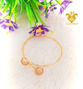 Gelang Wanita Fashion Bulat Kristal Putih Lapis Emas 18K