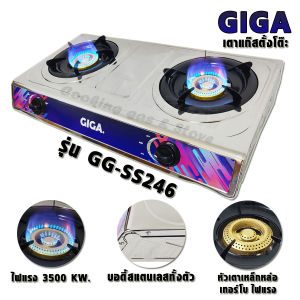 GIGA เตาแก๊สตั้งโต๊ะหัวคู่ บอดี้สแตนเลสทั้งตัว หัวเตาเทอร์โบคู่ ไฟแรง รุ่น GG-SS246 (รับประกันสปาร์ค 1ปี) ใช้กับหัวปรับแก๊สแรงดันต่ำเท่านั้น