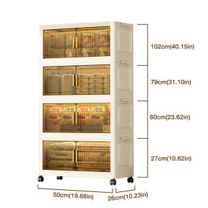 3/4/5 ชั้น ตู้เก็บของพับได้ ตู้เก็บของความจุสูงกันน้ำและกันฝุ่นมีล้อ กล่องเก็บของพลาสติกใส เหมาะสำหรับ ห้องนั่งเล่น ห้องครัว ห้องน้ำ ประหยัดพื้นที่