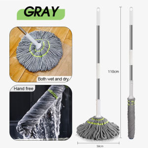 Magic Cleaning Mop Telescoping Long Handle Spinning Mops Set Twist Mop Household Hands Free Cleaning Mop mop lantai spin lazy mop 110CM