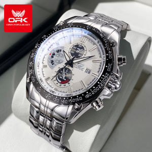 OPK Jam Tangan Pria Anti Air Original Stainless Steel Terbaru 2024 Fashion Luminous Kalender Analog Jam Tangan Cowok