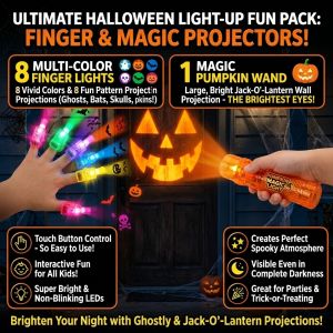 Halloween Finger Light Projector LED Finger Flashlight Spooky Party Decoration Trick or Treat Costume Accessory Party Favor for Kids Adults