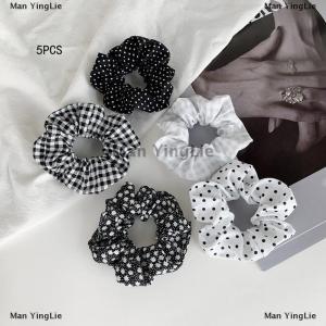 [COD] Man YingLie 5Pcs Polka Dot Hair Ties Elegant Cute Fabric Scrunchies With Flower Prints Sweet Floral Dot Hair Bands Academy Style For Ages