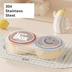 Keranixy Stainless Steel Bento Box Divided Lunch Container Leakproof Fresh Keeping Meal Prep Carrier