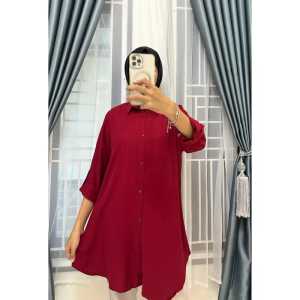 Tunik Rayon Twill Premium Kemeja Wanita Lengan Panjang Atasan Terbaru Rayon Polos
