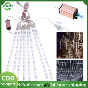【HOSPORT】8Pcs 30CM LED Meteor Shower Rain Lights Dynamic Fairy String Light Shiny Xmas Lights for Christmas Holiday Decoration【1-3 days delivery】