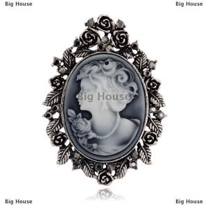 [COD] Big House 1X Vintage Cameo Victorian Style Wedding Party Women Pendant Brooch Pin