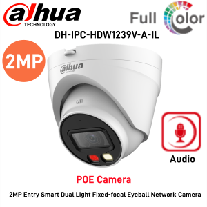 Dahua CCTV IP Camera DH-IPC-HDW1239V-A-IL 2MP/4MP 24/7 Full Color With Audio Smart Dual Light Human Detection Motion Detection Eyeball Network Camera