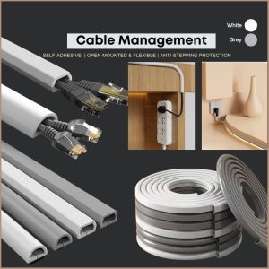 5M PVC Wire Trunking Self-Adhesive Cable Trunking Open-Mounted Wire Cover Anti-Stepping Flexible Floor Cable Cover