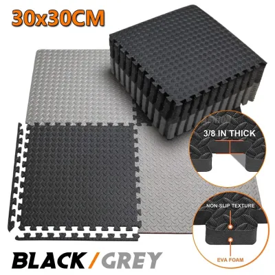 [READY STOCK] Puzzle Exercise Workout Mat EVA Foam Interlocking Tiles 10mm 30cmx30cm thickness for Gym MMA Home Workshops Basement Fitness Room Outdoor Area