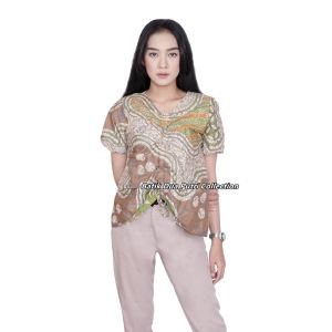 atik Wanita - Blouse Batik Atasan Batik Model Serut Depan Lengan Pendek dan 7/8 Batik Dua Putri Collection