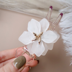 Kẹp Gắp Đầu Hình Quả Cầu Hoa Hàn Quốc Kẹp Tóc Sau Đầu Kiểu Giống Nhau Màu Đỏ Lưới Dễ Phối Khí Chất Kẹp Hipster Tươi Mới Thời Trang Kẹp Cá Mập