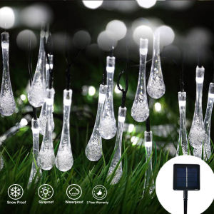 Outdoor Solar Lamp String Lights LED Light Water Drop Lights Waterproof Fairy Lights with Solar panel for Holiday Party Garden Decor Lights
