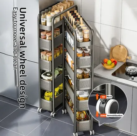 Kitchen Mobile Racks INSKOKO mobile kitchen storage rack Iron 5th floor: 40cm*15cm*107cm 4th ...