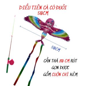 Diều Thả Có Đuôi - Diều Thả Cho Trẻ Em - [TẶNG CẦN THẢ DIỀU + CUỘN CHỈ 80CM] - Đa Dạng Mẫu Mã ( Diều Siêu Nhân Diều Cá Vàng Diều Tiên Cá Diều Con Vẹt...)
