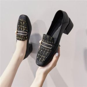 Free Shipping Korean-Style Soft Leather Slip-On Shoes For Women 2026 Spring/Autumn New Collection Versatile Chunky Heel Two-Way Wear Leather Shoes Mid-Heel Loafers