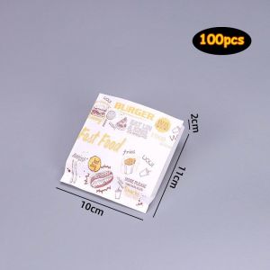 100PCS/PACK Fast Food Burger Print Box Eco-Friendly Disposable Burger Box Food Wrapping With Pattern