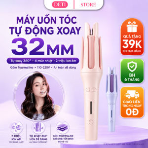 Máy uốn tóc tự động ion âm DETI chất liệu gốm sứ không làm tổn thương tóc