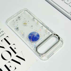Cute Star Moon Glitter Planet Pattern Clear Phone Case for Google Pixel 10 9 Pro XL 8A 9A Shockproof Metal Lens Protection Cover