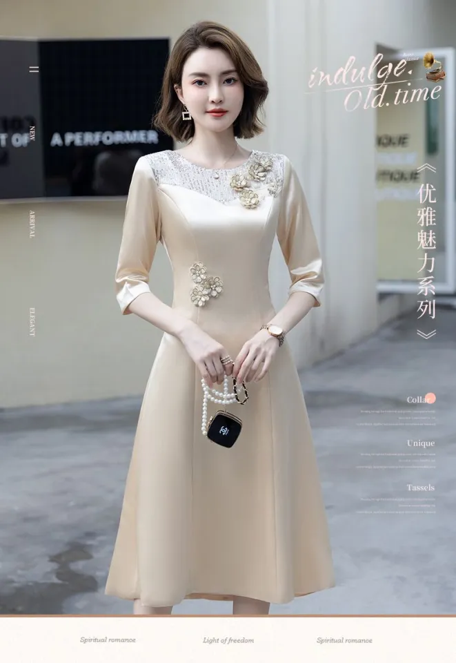Champagne Mom Wedding Dress 2023 New Korean Style Noble Mother-in