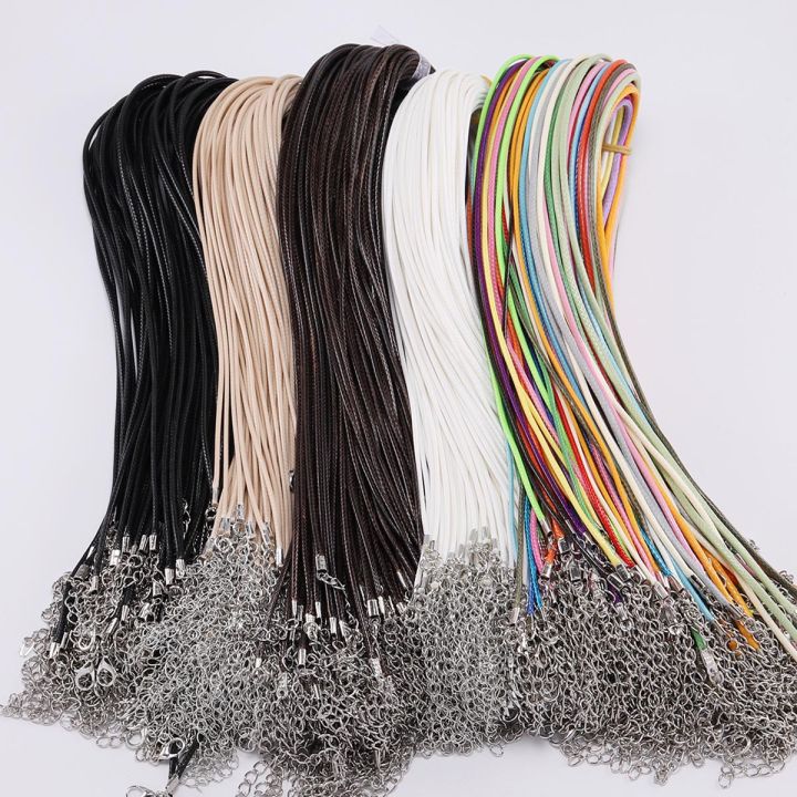 50 Pcs Colorful Leather Cord Wax Rope Chain Wax Cord Necklace