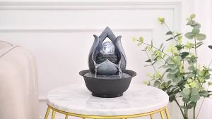 [In Stock] Table Top Desktop Water Fountain Water Features Creative Fengshui Submersible Water Pump LED Lights