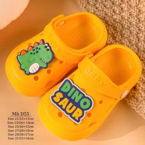 Dép sục cho bé trai bé gái 3 - 6 tuổi êm nhẹ chống trơn họa tiết khủng long dễ thương D55 Vàng