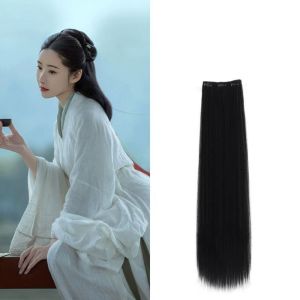 BLACKON Phong cách Trung Quốc Bộ tóc giả Hanfu Cổ xưa Truyền thống Tóc Thẳng Dài Không đường may Kẹp vào Miếng đệm tóc giả Hanfu Phụ nữ