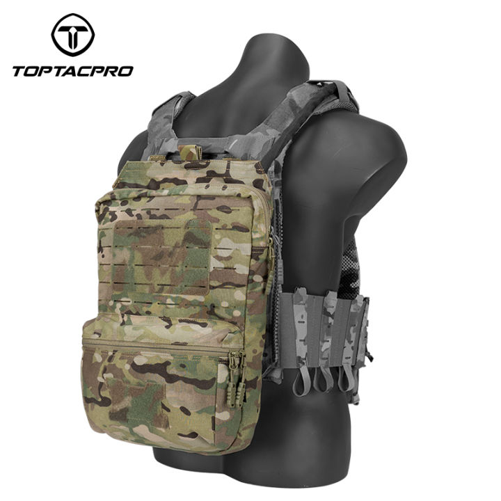 TOPTACPRO 2L Tactical Hydration Pouch Laser Cut MOLLE Hydration Backpack Double Sundries Pouch