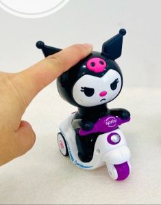 Xe cót ấn đầu là chạy Kuromi cưỡi vespa cho bé yêu Koromi Korumi xe chạy cót nhấn cót xoay 360 độ mô hình xe máy