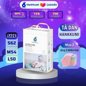 Tã bỉm dán Hankkumi Size S62/M54/L50 Newborn Cho bé trẻ sơ sinh