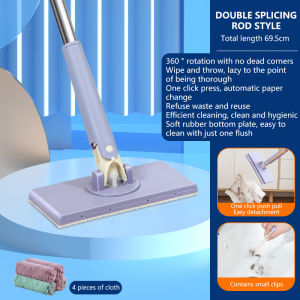 Portable Mini Mop Auto Face Towel Replacement Mop Mini Hands-Free Floor Cleaner 360°Rotating Head