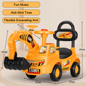 Kids Ride On Excavator Children Digging Machine Push Car Digger Pretend Play Toys Kanak-Kanak Ekskavator Kereta Mainan