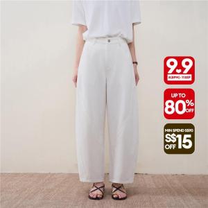 Giordano Women 100% cotton high waist ankle length banana jeans Free Shipping 18426103