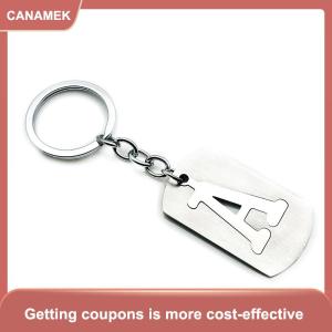 【CANAMEK 】 Stainless A-Z Letters Key Chain Charm 26 Letters KeyChain Men Women Keychain