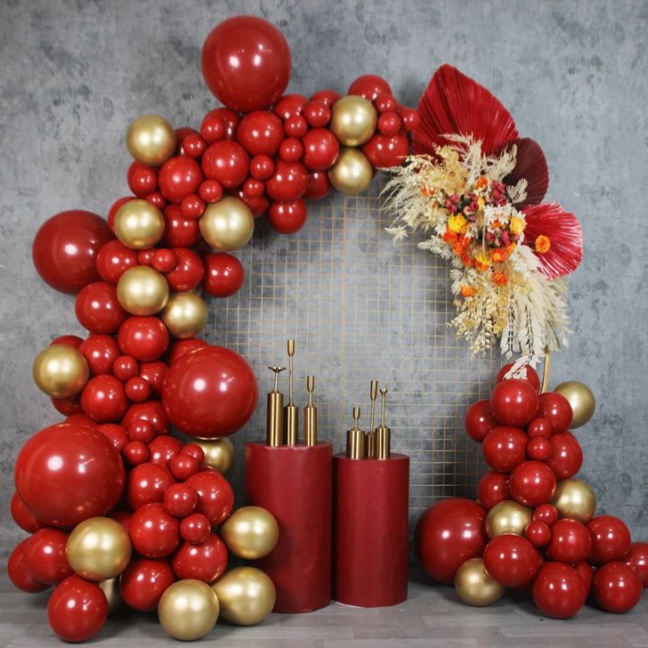 105 Pcs Balloon Set Arch Red Gold Metallic Balloon Garland Balloon ...