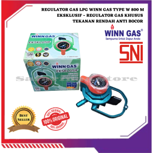 REGULATOR ANTI BOCOR KOMPOR GAS LPG WINN GAS W 800 M EKSKLUSIF + SELANG MERAH ANTI MINYAK 2 LAPIS